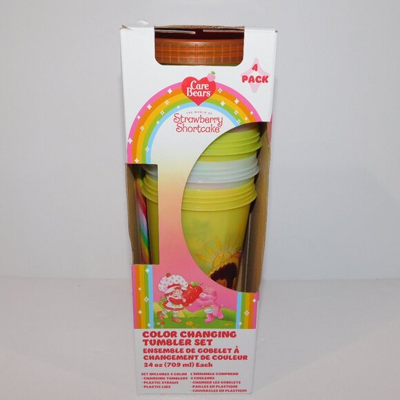 Set 4 Strawberry Shortcake x Care Bears 24 oz Colour Changing Tumblers NEW - Picture 2 of 11
